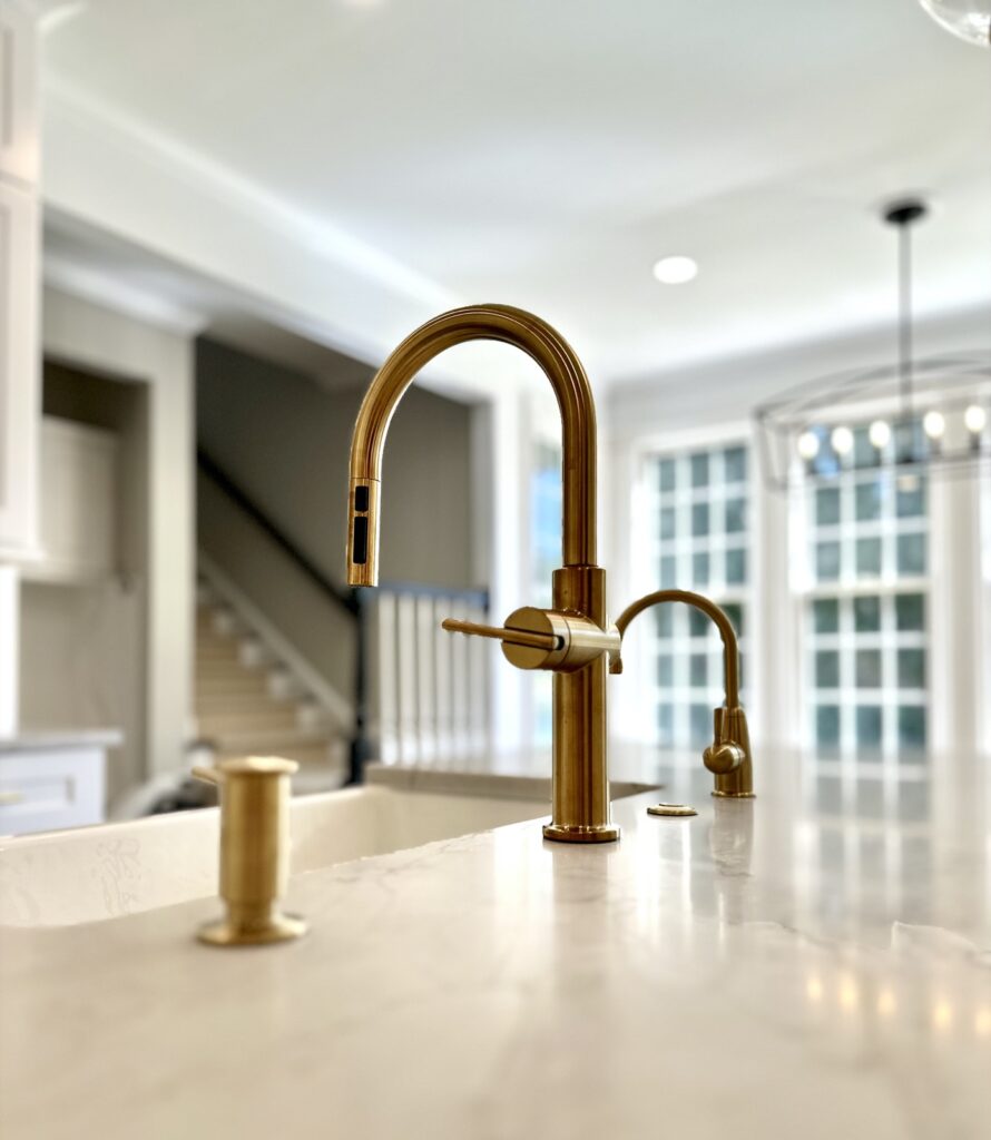 white kitchen gold faucets sandy spring